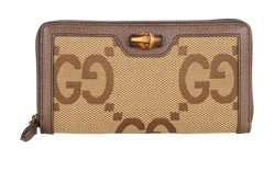 Gucci Diana Jumbo GG Continental Wallet, Canvas, Brown, MII, B/DB, 4*